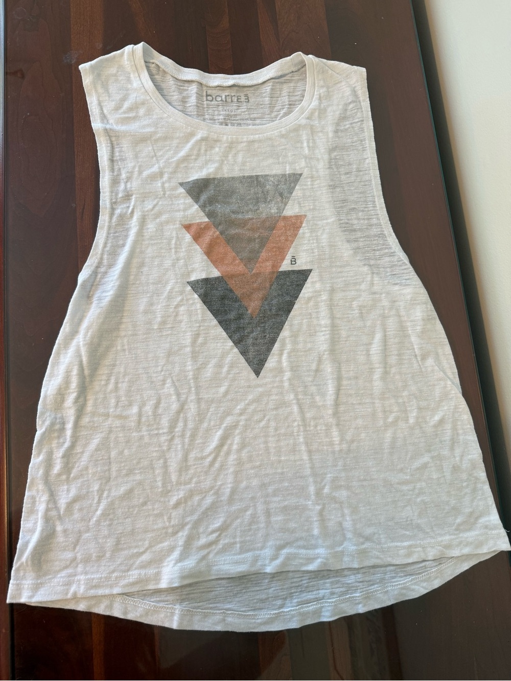 Barre 3 Sheer White Triangle Tank Top Large